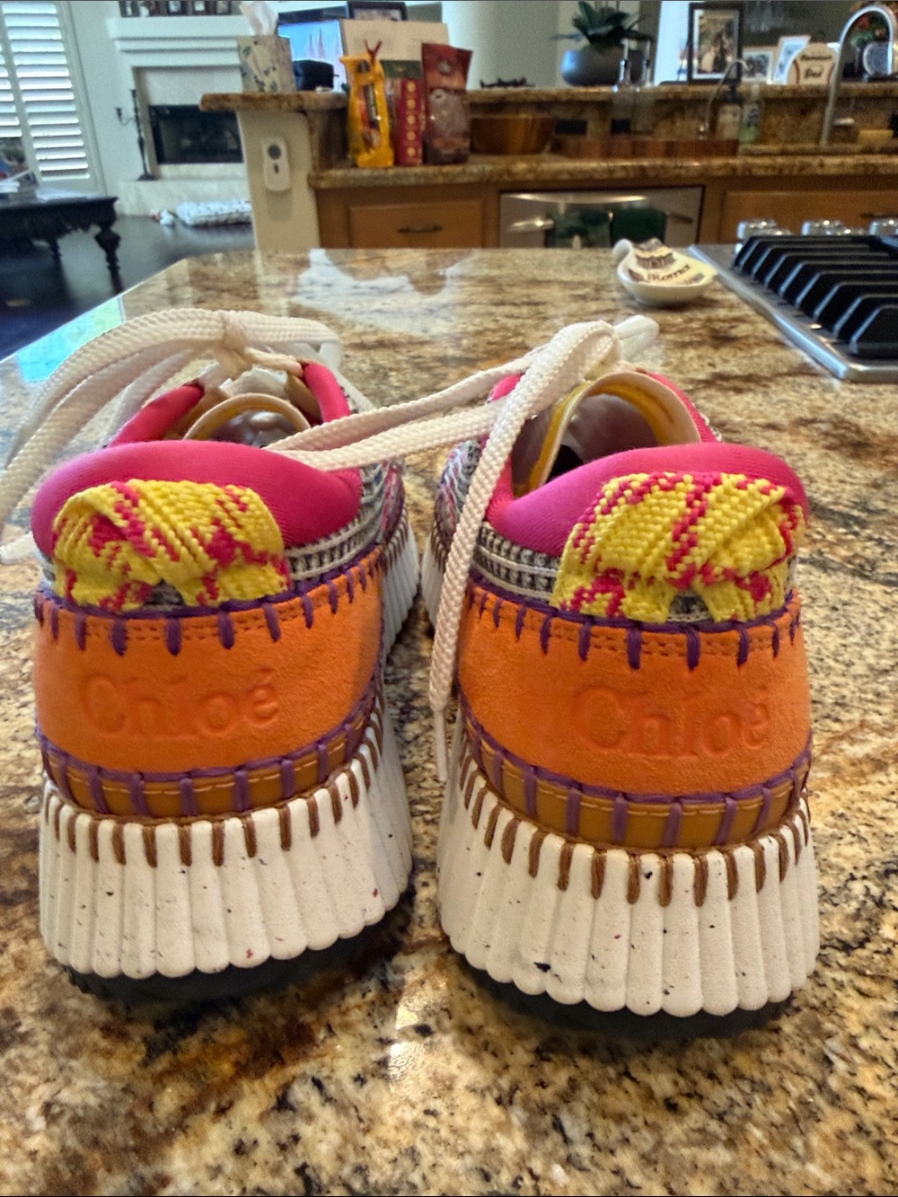 Chole Women’s Multicolor Casual Sneakers - Pink & Yellow Accent like new !! - Picture 4 of 5